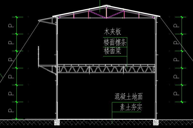 三角彩钢房梁的结构图图片